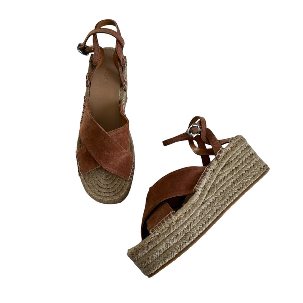 Rag & Bone Hera Brown Espadrille Jute Platform Wedge Sandals Women’s Size 10